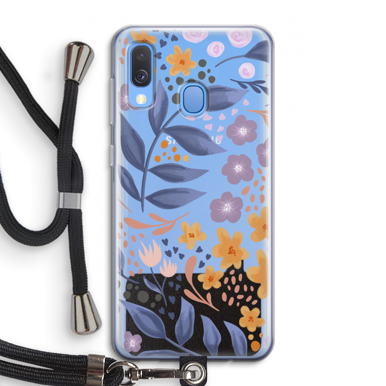 Flowers with blue leaves: Samsung Galaxy A40 Transparant Hoesje met koord