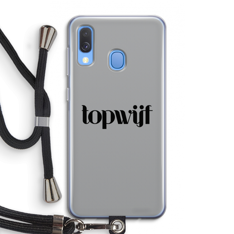 Topwijf Grijs Zwart: Samsung Galaxy A40 Transparant Hoesje met koord