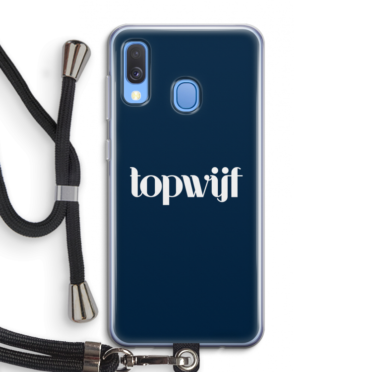 Topwijf Navy: Samsung Galaxy A40 Transparant Hoesje met koord