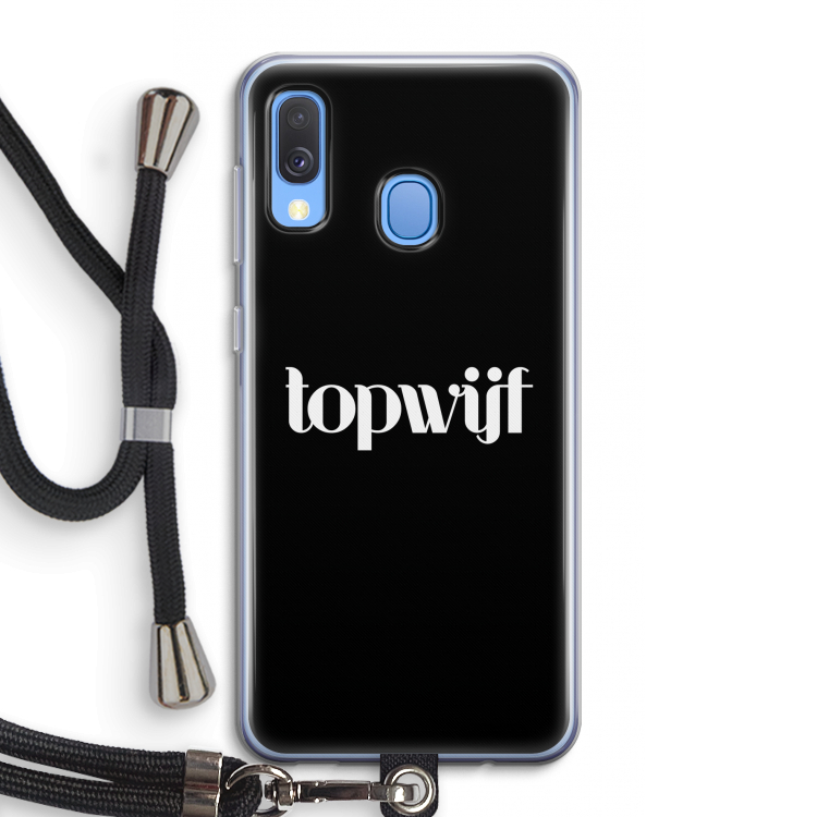 Topwijf Zwart: Samsung Galaxy A40 Transparant Hoesje met koord