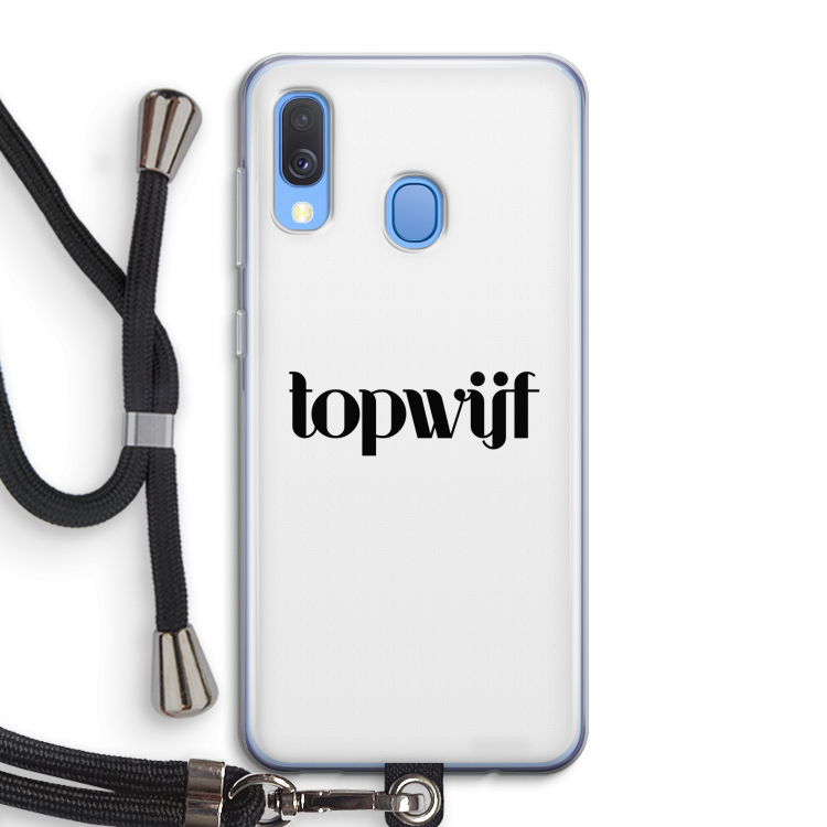 Topwijf Wit: Samsung Galaxy A40 Transparant Hoesje met koord