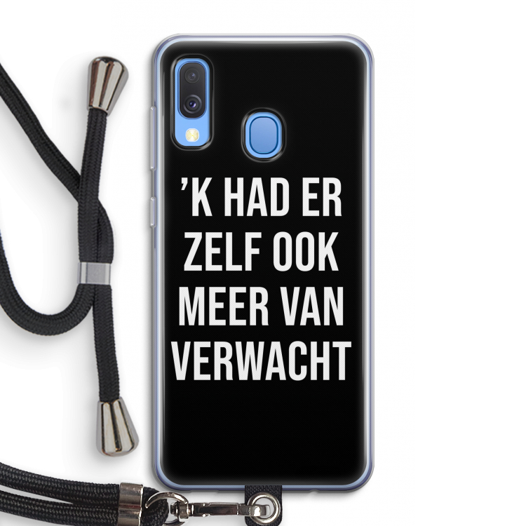 Meer verwacht - Zwart: Samsung Galaxy A40 Transparant Hoesje met koord