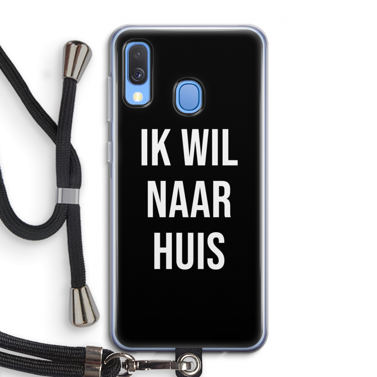Ik wil naar huis - Zwart: Samsung Galaxy A40 Transparant Hoesje met koord