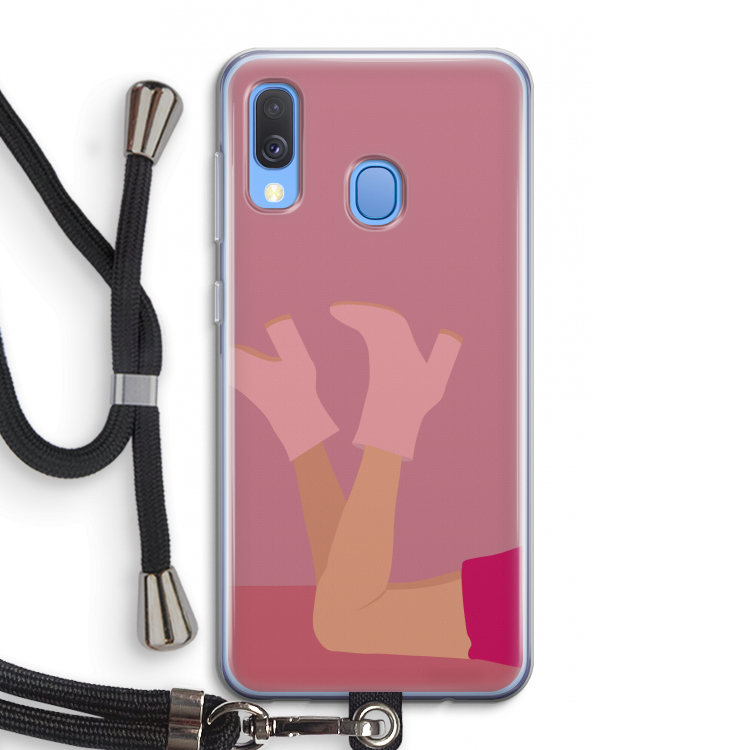 Pink boots: Samsung Galaxy A40 Transparant Hoesje met koord