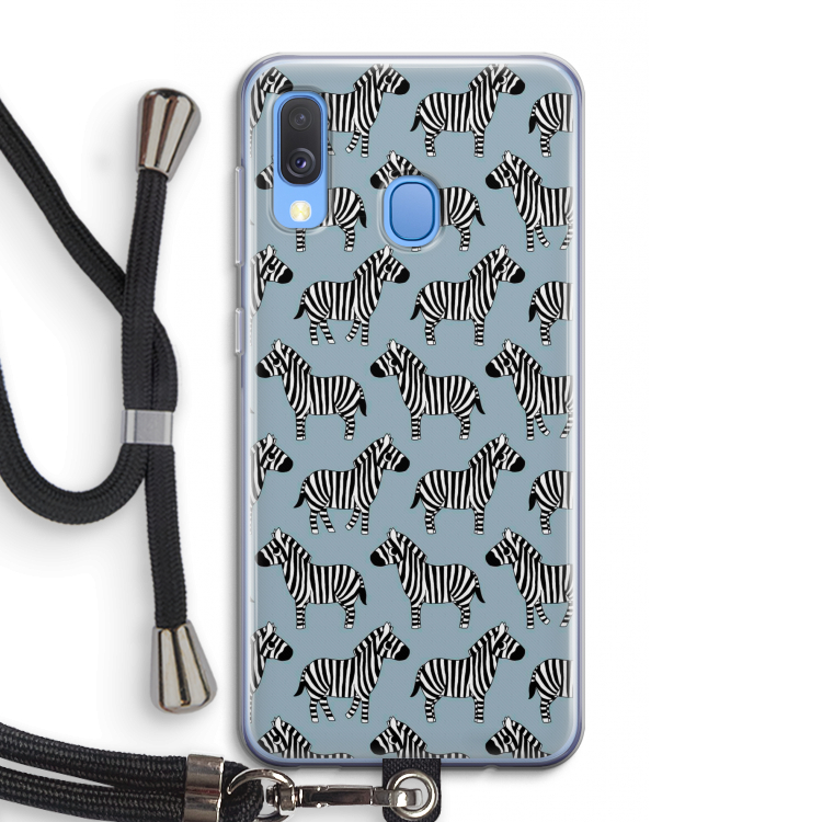 Zebra: Samsung Galaxy A40 Transparant Hoesje met koord