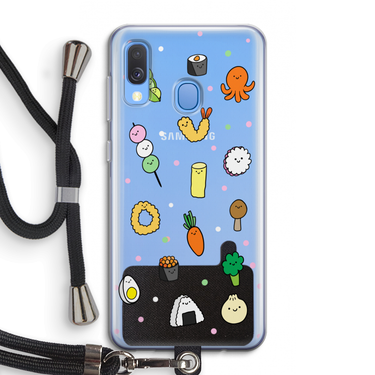 Happy bento friends: Samsung Galaxy A40 Transparant Hoesje met koord