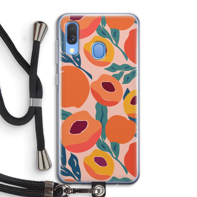 Perzik: Samsung Galaxy A40 Transparant Hoesje met koord