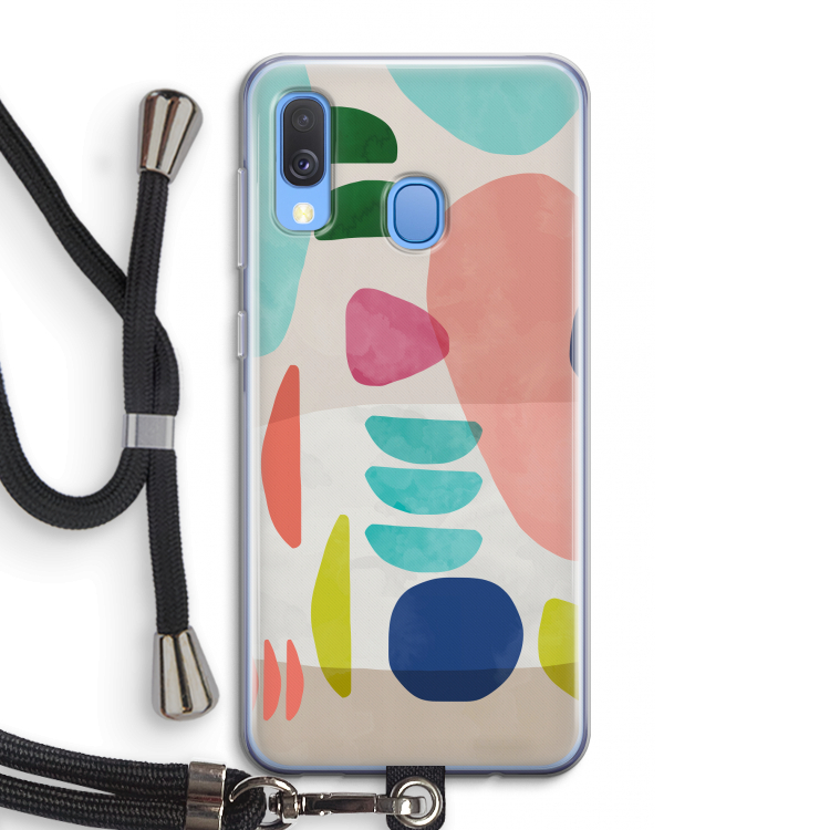 Bold Rounded Shapes: Samsung Galaxy A40 Transparant Hoesje met koord