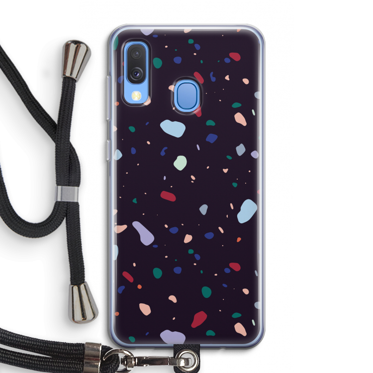 Dark Rounded Terrazzo: Samsung Galaxy A40 Transparant Hoesje met koord