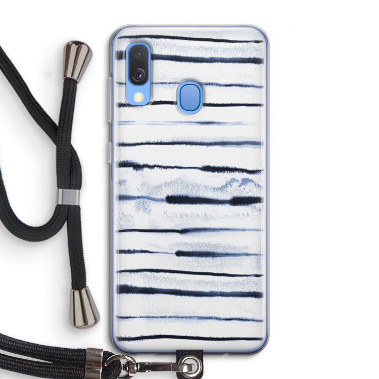 Ink Stripes: Samsung Galaxy A40 Transparant Hoesje met koord