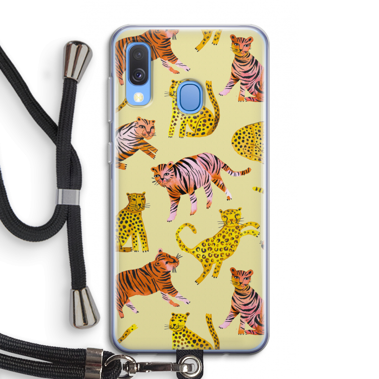 Cute Tigers and Leopards: Samsung Galaxy A40 Transparant Hoesje met koord
