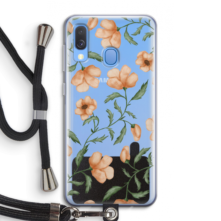 Peachy flowers: Samsung Galaxy A40 Transparant Hoesje met koord