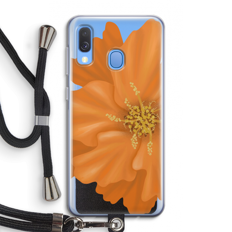 Orange Ellila flower: Samsung Galaxy A40 Transparant Hoesje met koord