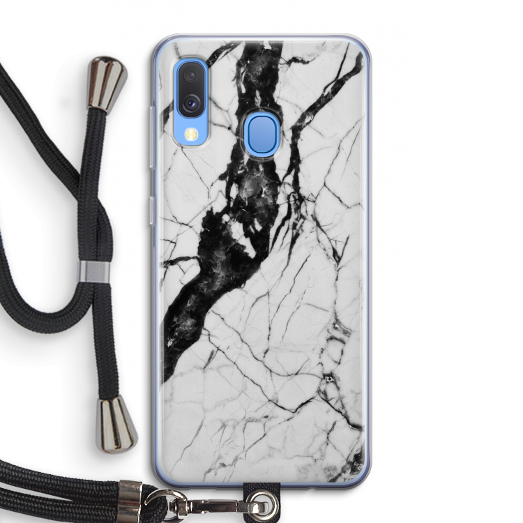 Witte marmer 2: Samsung Galaxy A40 Transparant Hoesje met koord