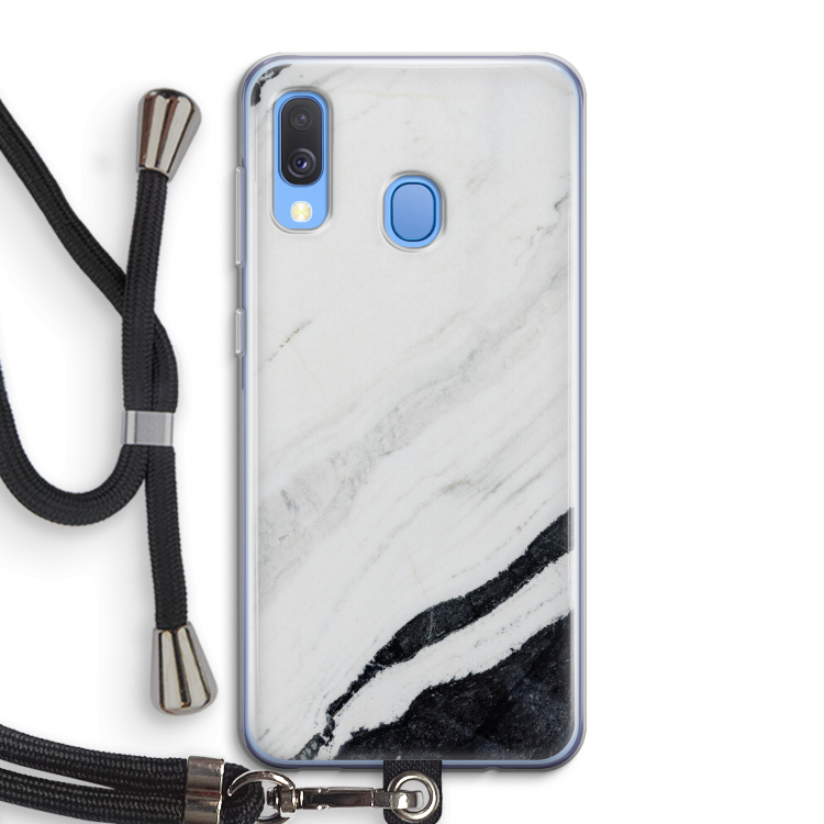 Elegante marmer: Samsung Galaxy A40 Transparant Hoesje met koord
