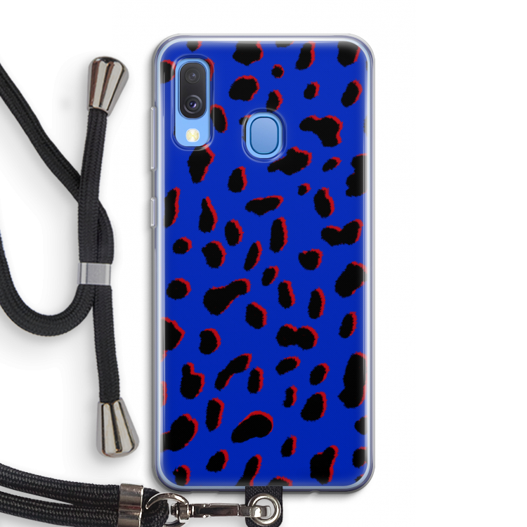 Blue Leopard: Samsung Galaxy A40 Transparant Hoesje met koord