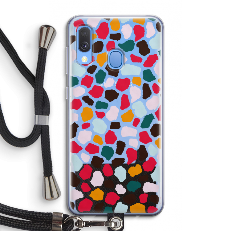 Colored Giraffe: Samsung Galaxy A40 Transparant Hoesje met koord