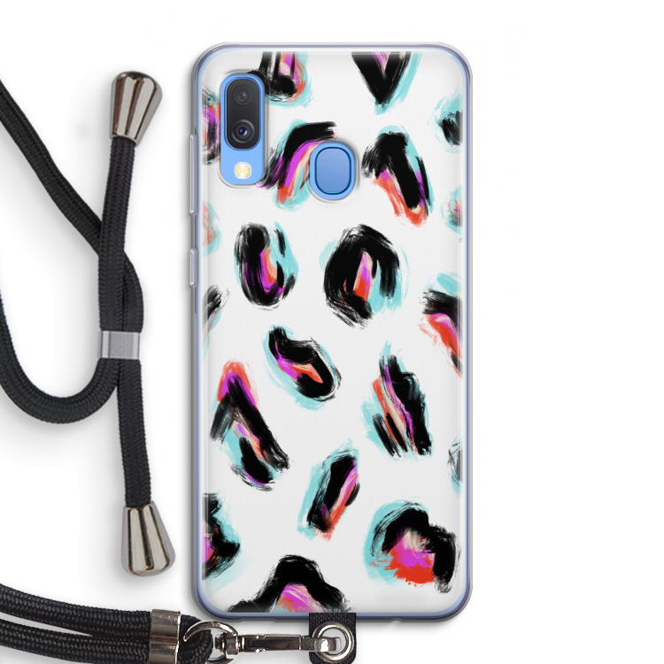 Cheetah color: Samsung Galaxy A40 Transparant Hoesje met koord