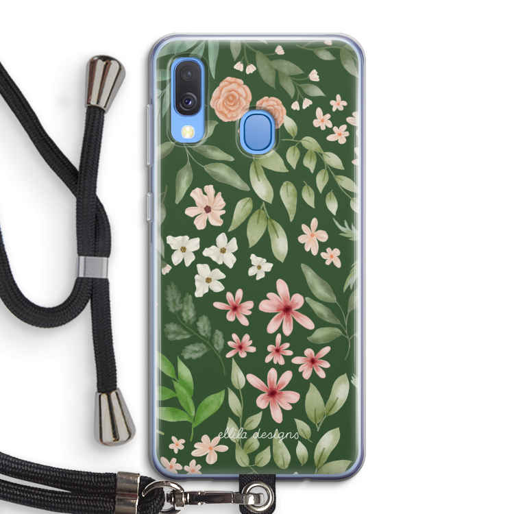 Botanical green sweet flower heaven: Samsung Galaxy A40 Transparant Hoesje met koord
