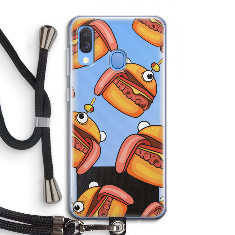 Hamburger: Samsung Galaxy A40 Transparant Hoesje met koord