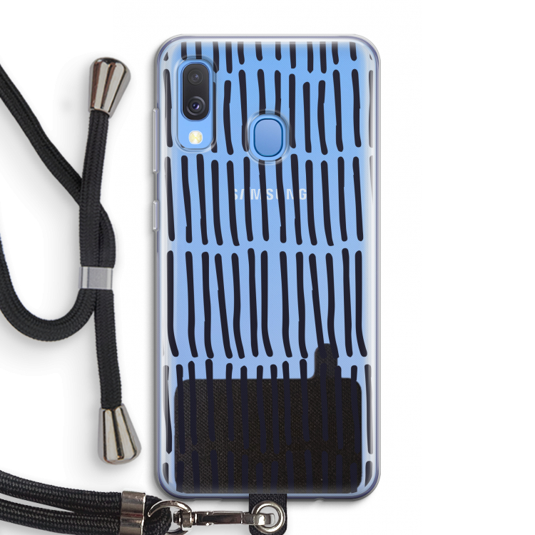 Moroccan stripes: Samsung Galaxy A40 Transparant Hoesje met koord