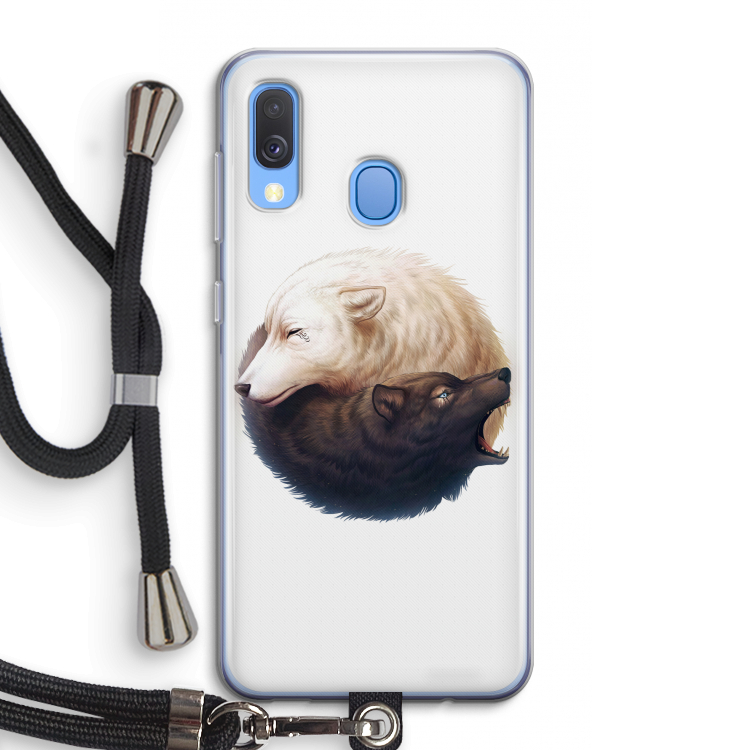 Yin Yang Wolves: Samsung Galaxy A40 Transparant Hoesje met koord