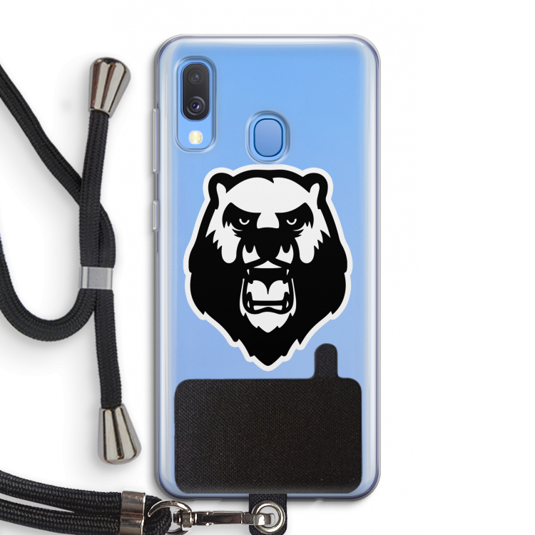 Angry Bear (white): Samsung Galaxy A40 Transparant Hoesje met koord