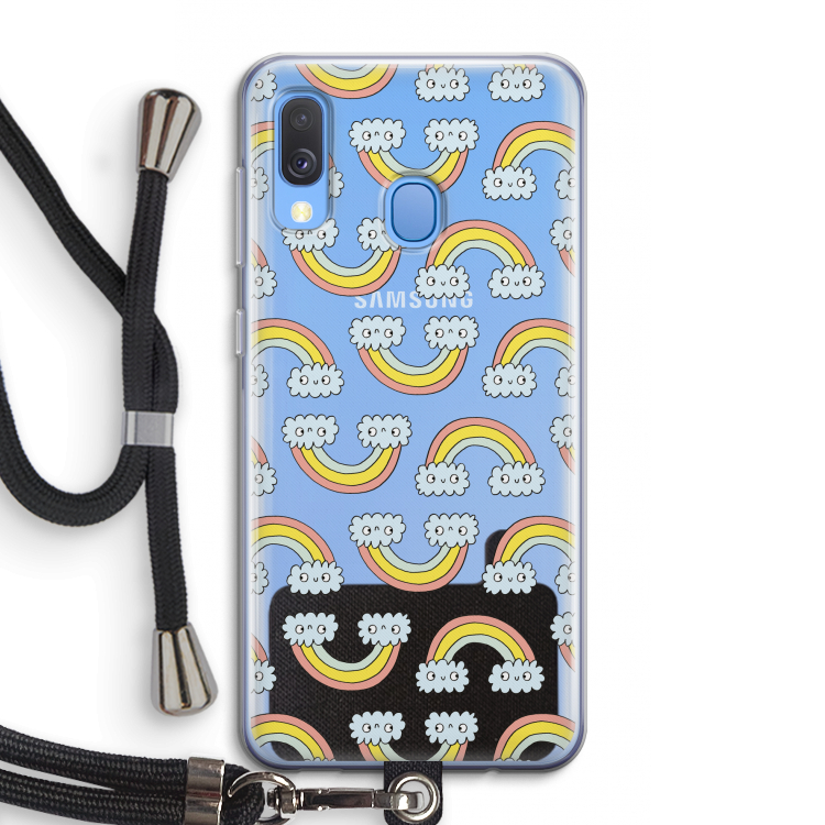 Regenboog: Samsung Galaxy A40 Transparant Hoesje met koord
