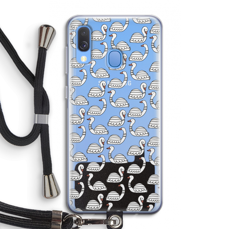 Zwanen: Samsung Galaxy A40 Transparant Hoesje met koord