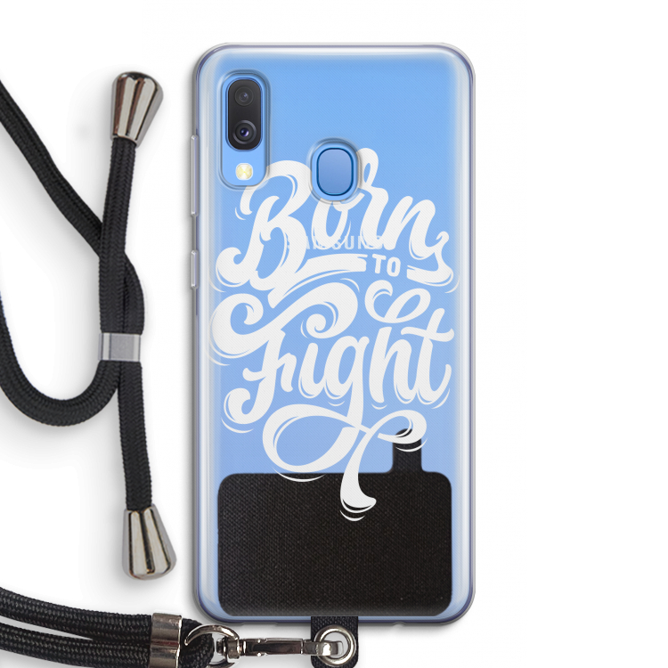 Born to Fight: Samsung Galaxy A40 Transparant Hoesje met koord