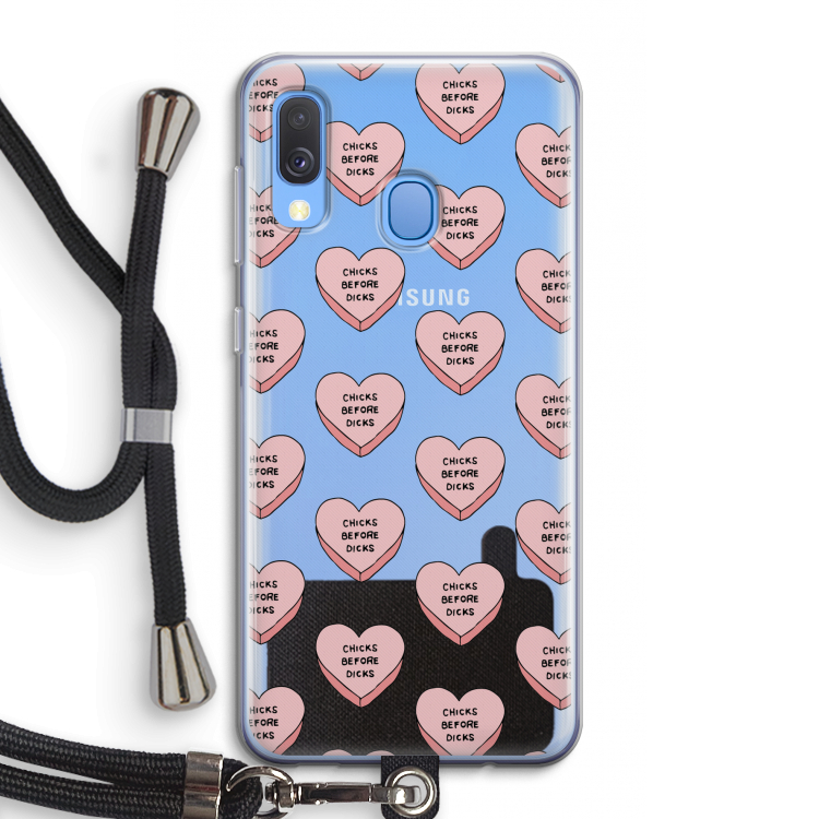 Chicks before dicks: Samsung Galaxy A40 Transparant Hoesje met koord