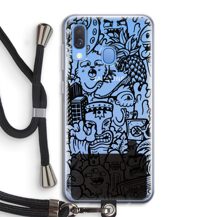 Vexx Black Mixtape: Samsung Galaxy A40 Transparant Hoesje met koord