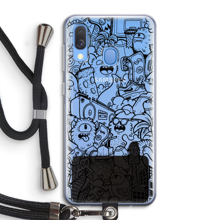 Vexx Black City : Samsung Galaxy A40 Transparant Hoesje met koord