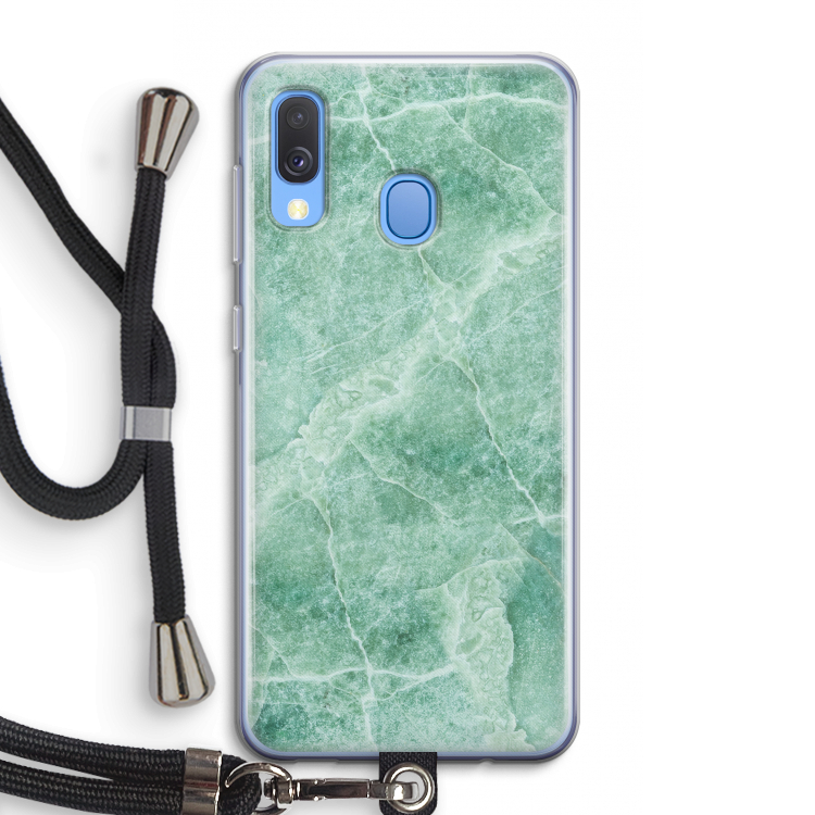 Groen marmer: Samsung Galaxy A40 Transparant Hoesje met koord