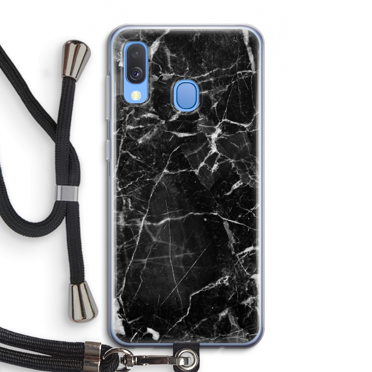 Zwart Marmer 2: Samsung Galaxy A40 Transparant Hoesje met koord