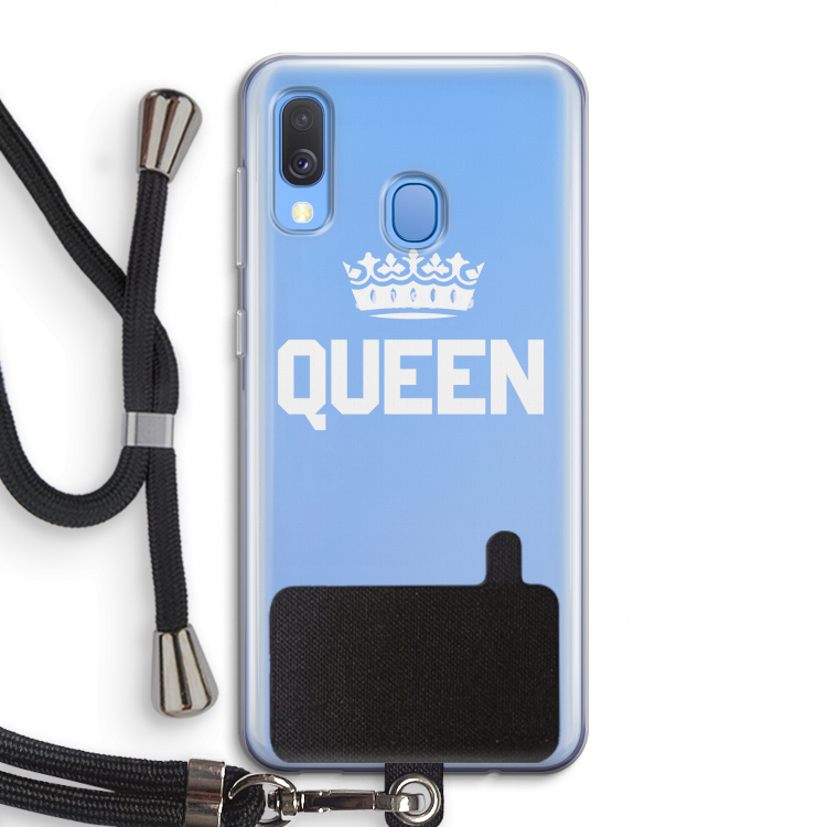 Queen zwart: Samsung Galaxy A40 Transparant Hoesje met koord