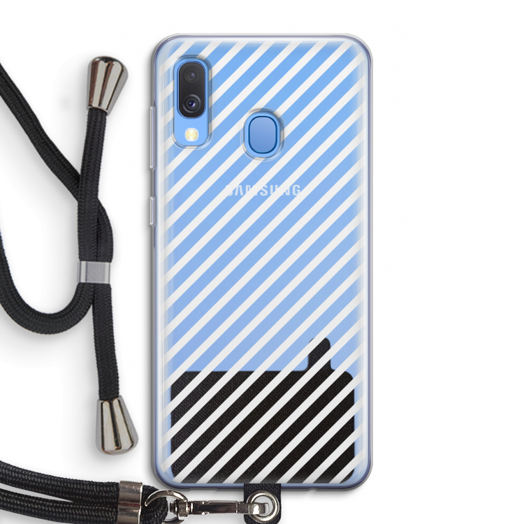 Strepen zwart-wit: Samsung Galaxy A40 Transparant Hoesje met koord