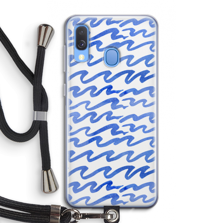 Blauwe golven: Samsung Galaxy A40 Transparant Hoesje met koord