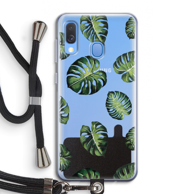 Tropische bladeren: Samsung Galaxy A40 Transparant Hoesje met koord