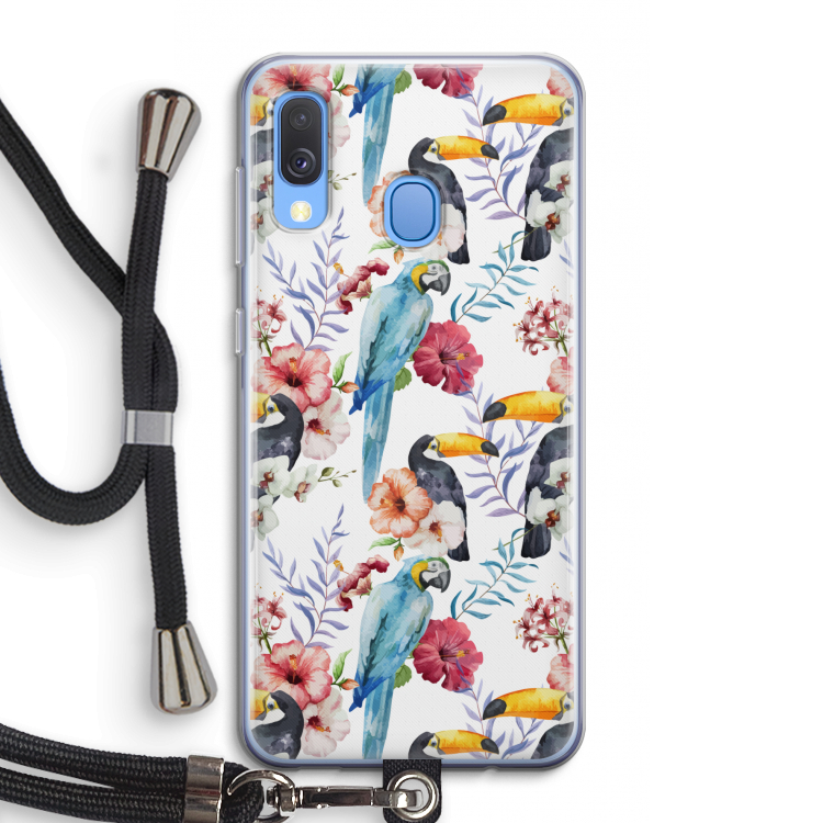 Bloemen tukan: Samsung Galaxy A40 Transparant Hoesje met koord