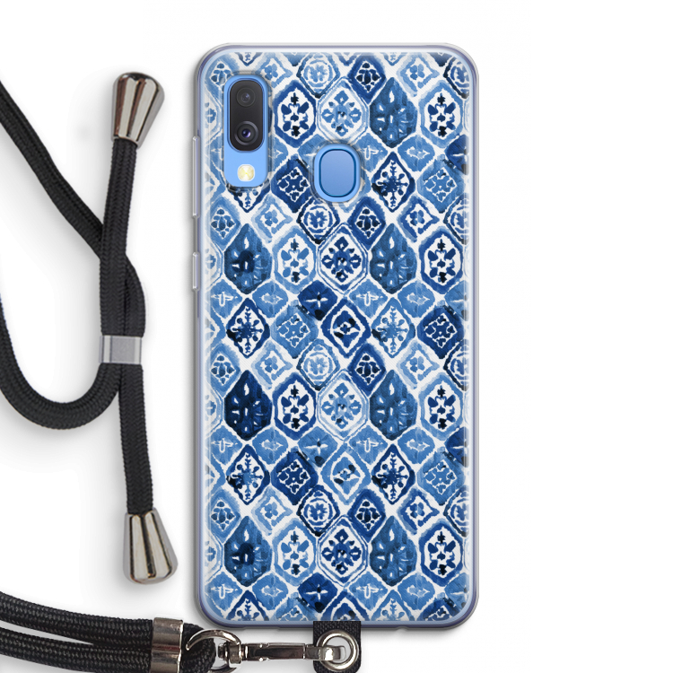 Blauw motief: Samsung Galaxy A40 Transparant Hoesje met koord