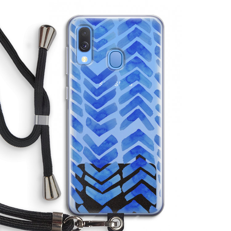 Blauwe pijlen: Samsung Galaxy A40 Transparant Hoesje met koord