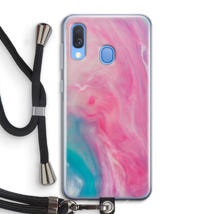 Roze explosie: Samsung Galaxy A40 Transparant Hoesje met koord