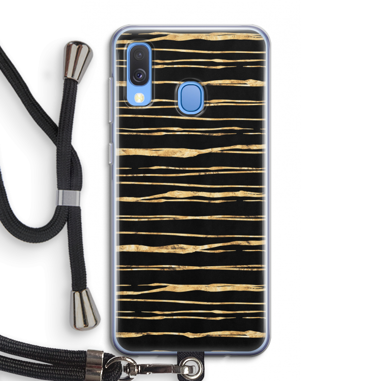 Gouden strepen: Samsung Galaxy A40 Transparant Hoesje met koord