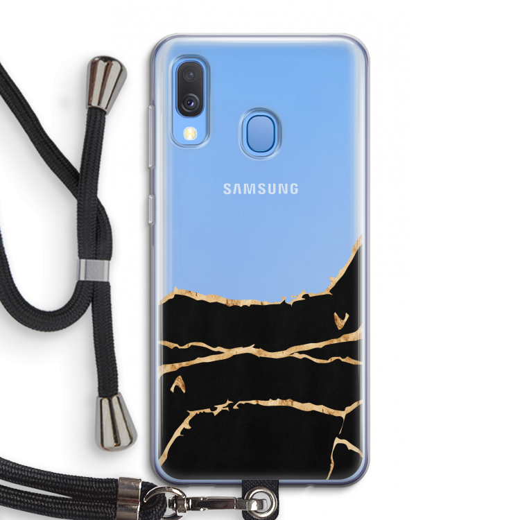 Gouden marmer: Samsung Galaxy A40 Transparant Hoesje met koord
