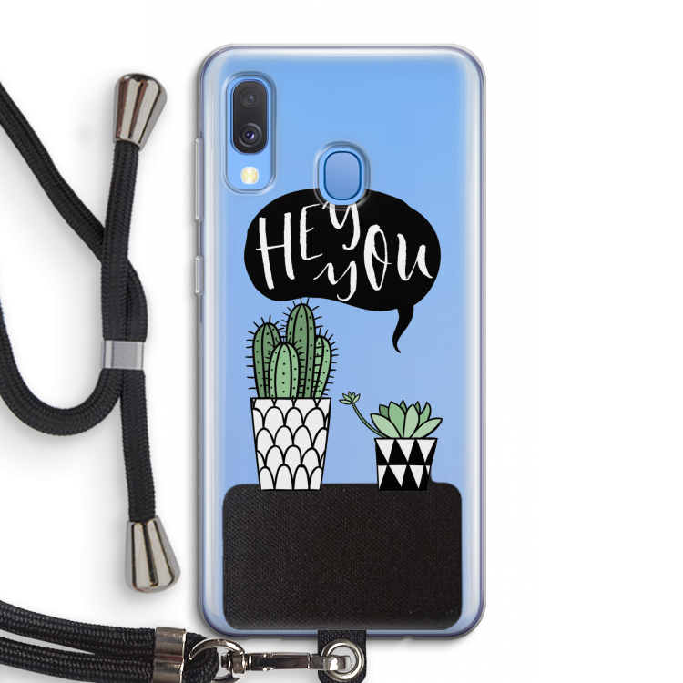 Hey you cactus: Samsung Galaxy A40 Transparant Hoesje met koord