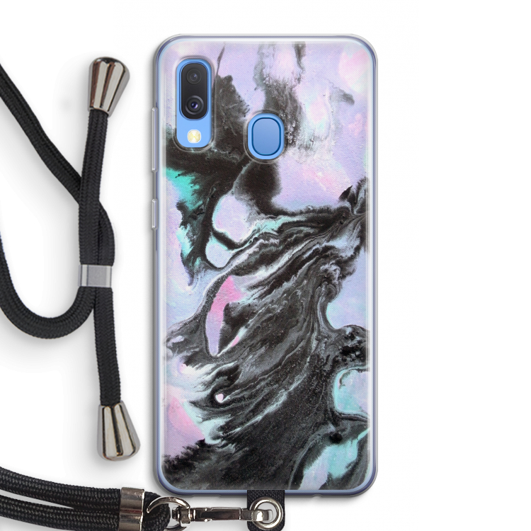Pastel zwart: Samsung Galaxy A40 Transparant Hoesje met koord