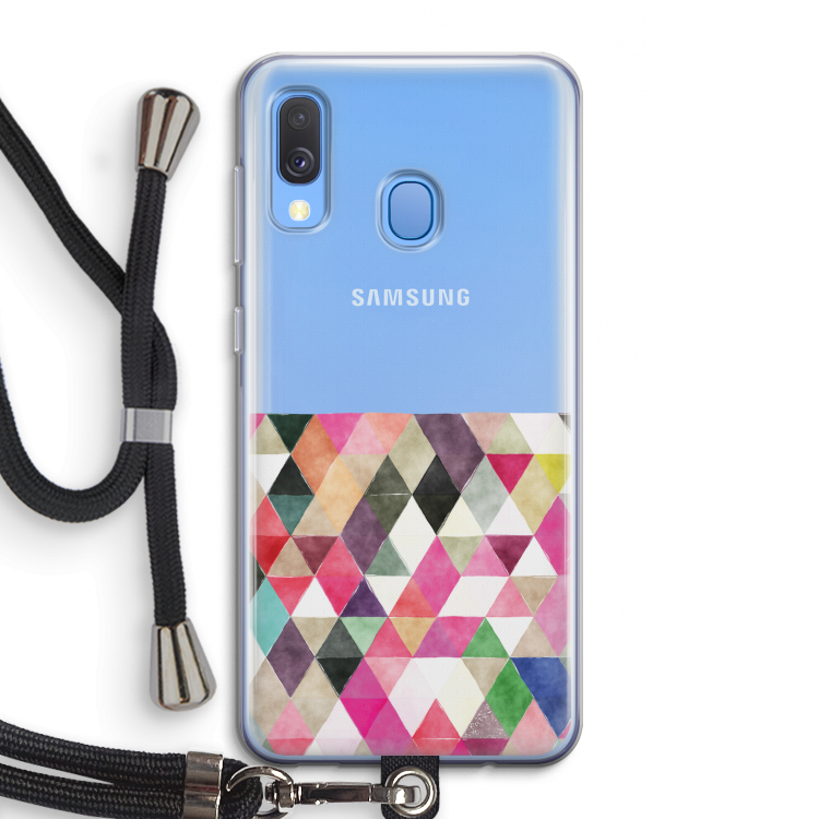 Gekleurde driehoekjes: Samsung Galaxy A40 Transparant Hoesje met koord