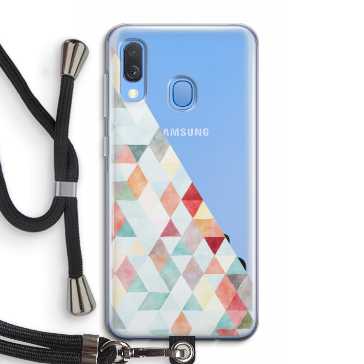 Gekleurde driehoekjes pastel: Samsung Galaxy A40 Transparant Hoesje met koord