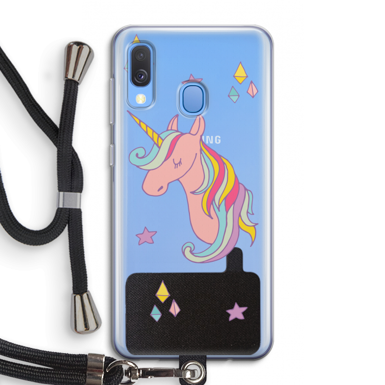 Roze eenhoorn: Samsung Galaxy A40 Transparant Hoesje met koord